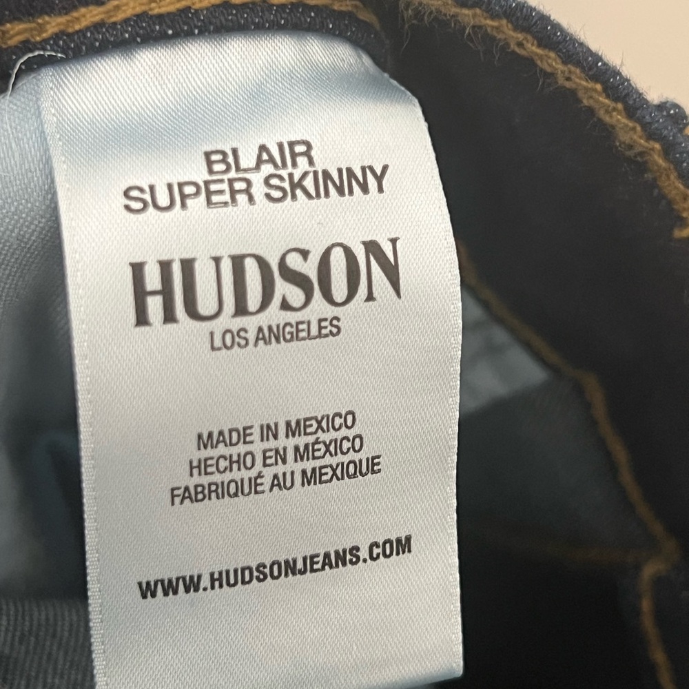 Hudson Blair High Rise Super Skinny Jeans in Dark Blue